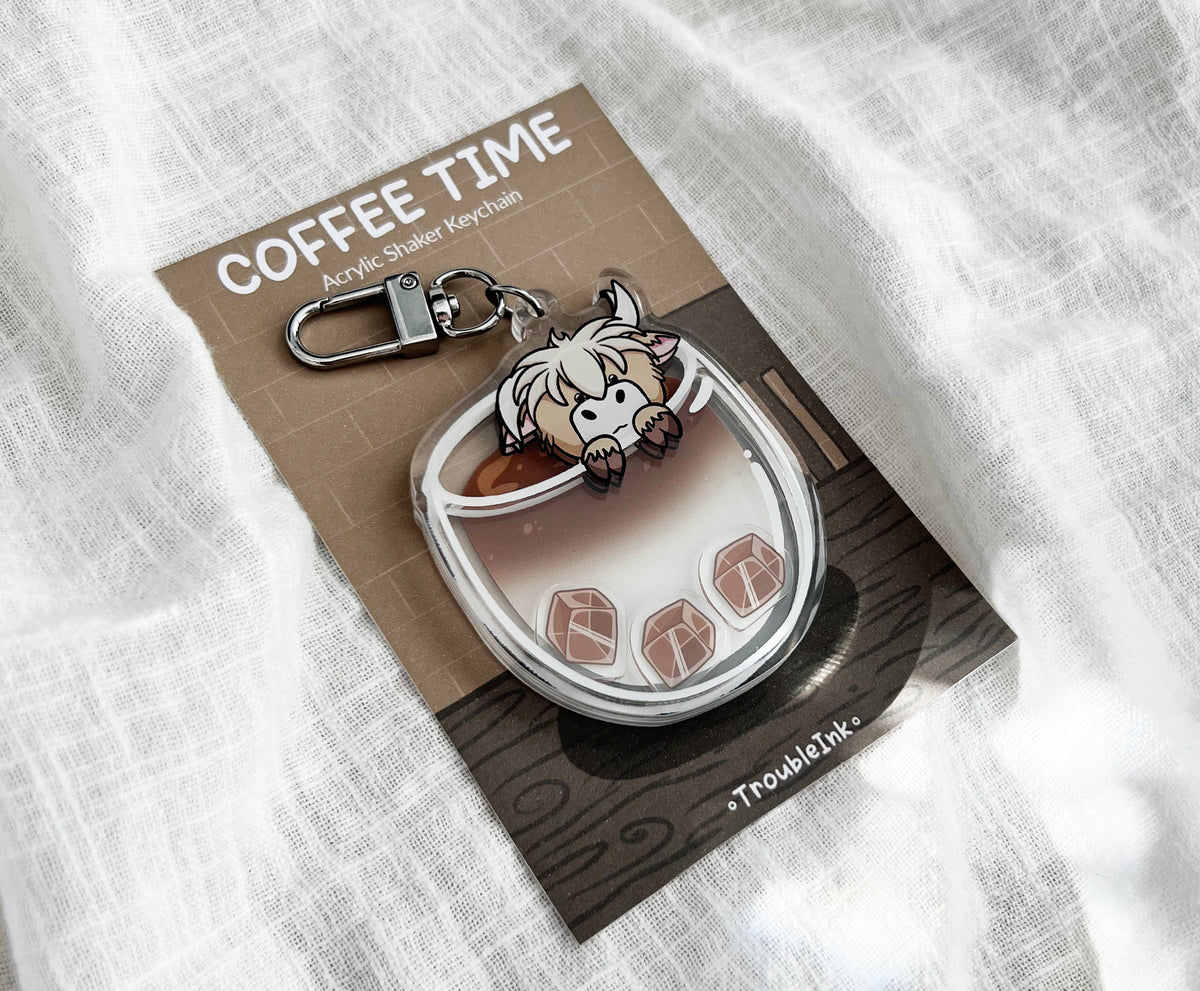 Cowffee Loves Coffee Shaker Acrylic Keychain