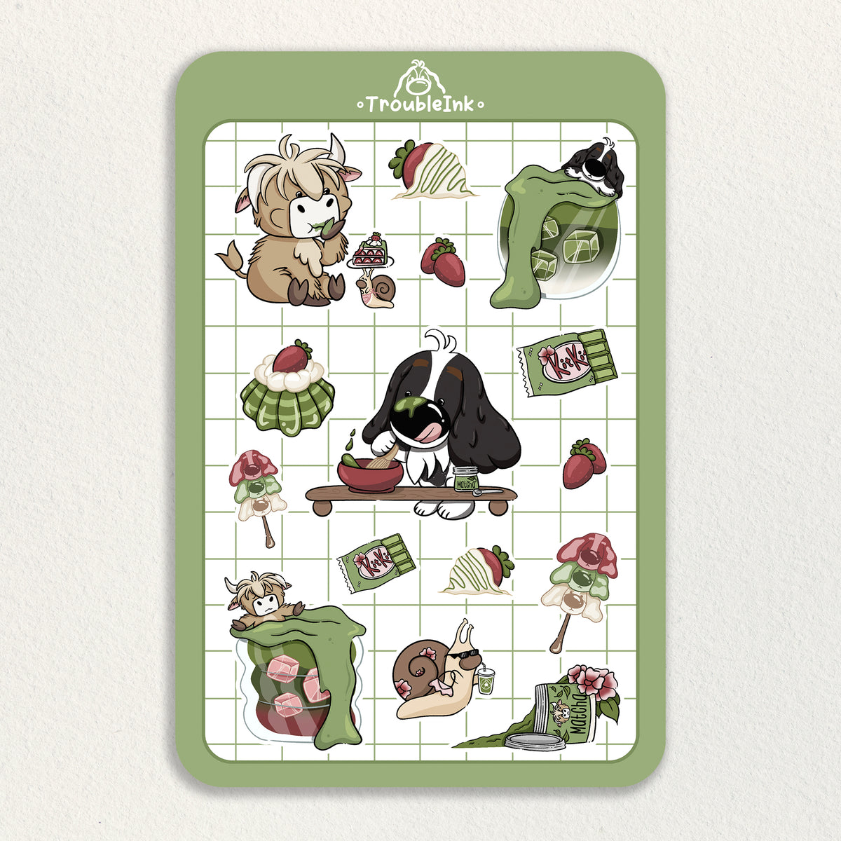 Strawberry Matcha Sticker Sheet