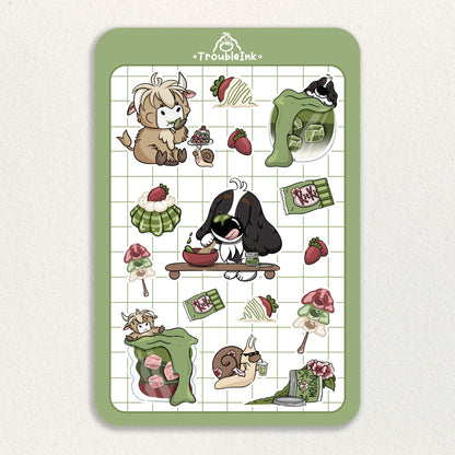 Strawberry Matcha Sticker Sheet