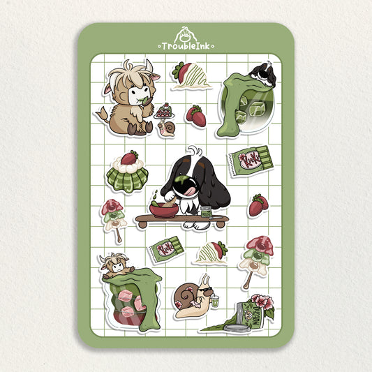 Strawberry Matcha Sticker Sheet