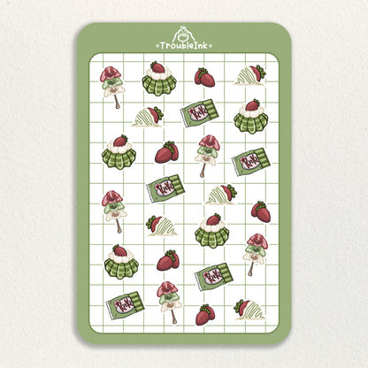 Strawberry Matcha Flakes Sticker Sheet
