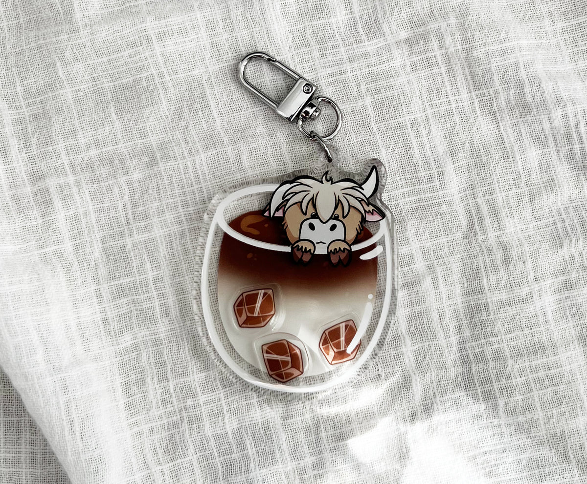Cowffee Loves Coffee Shaker Acrylic Keychain