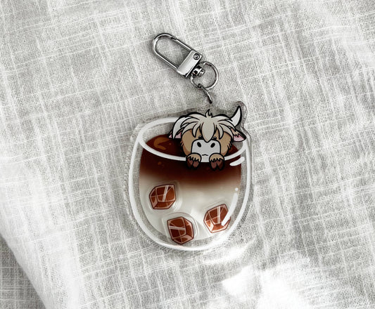 Cowffee Loves Coffee Shaker Acrylic Keychain
